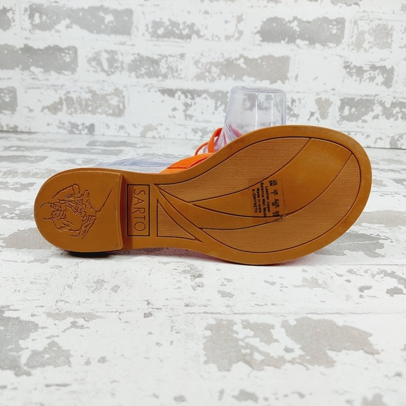 New Sarto By Franco Sarto Women's Red Leather Gwyneth Slide Flat Sandals A268 - Picture 8 of 12